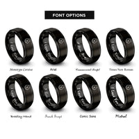 font options for inside engraving on black pomeranian rings