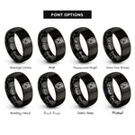 font options for inside engraving on black pompadour silhouette rings