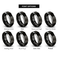 font options for inside engraving on black & silver poodle rings