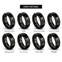 font options for inside engraving on black popcorn cart rings