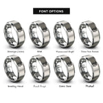 font options for inside engraving on grey popcorn cart rings