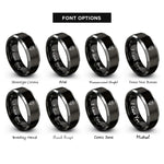 font options for inside engraving on black & grey poppy flower rings