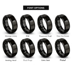 font options for inside engraving on black poppy flower rings