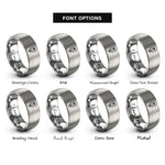 font options for inside engraving on gray poppy flower rings