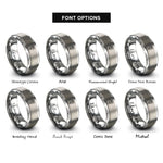 font options for inside engraving on silver poppy flower rings