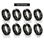 font options for inside engraving on black & silver poppy single bloom rings
