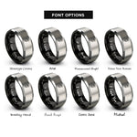 font options for inside engraving on black & silver poppy single bloom rings