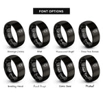 font options for inside engraving on black poppy single bloom rings