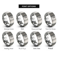 font options for inside engraving on grey poppy single bloom rings