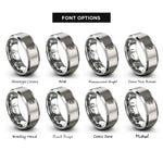 font options for inside engraving on gray poppy single bloom rings