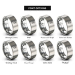 font options for inside engraving on gray poppy single bloom rings