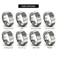font options for inside engraving on gray poppy single bloom rings