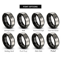 font options for inside engraving on black & grey popsicle rings