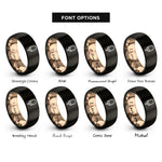 font options for inside engraving on black & rose gold popsicle rings