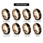 font options for inside engraving on black & rose gold popsicle rings