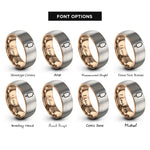 font options for inside engraving on rose gold & silver popsicle rings