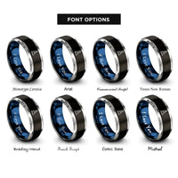 font options for inside engraving on black & blue & silver port buoy rings