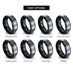 font options for inside engraving on black & blue & grey port buoy rings