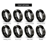 font options for inside engraving on black & silver portable cd player rings