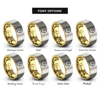 font options for inside engraving on gold & gray portable cd player rings