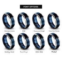 font options for inside engraving on blue & grey porthole rivets rings