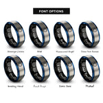 font options for inside engraving on black & blue & gray porthole rope rings