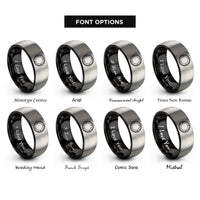 font options for inside engraving on black & grey porthole rope rings