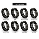 font options for inside engraving on black & silver portholes rings