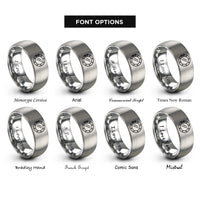 font options for inside engraving on silver portholes rings