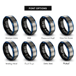 font options for inside engraving on black & blue & grey portland lighthouse rings