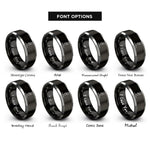 font options for inside engraving on black & gray portugal rings