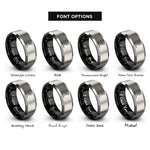 font options for inside engraving on black & silver portugal rings