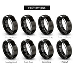 font options for inside engraving on black & grey portugal rings