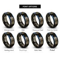 font options for inside engraving on gunmetal & blue postage crown mark rings