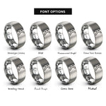 font options for inside engraving on grey potassium k rings