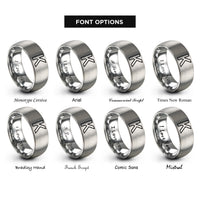 font options for inside engraving on grey potassium k rings