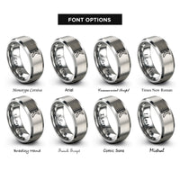 font options for inside engraving on silver potassium k rings