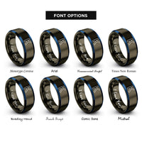 font options for inside engraving on gunmetal & blue potassium k rings