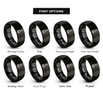 font options for inside engraving on black potato masher rings