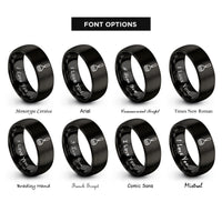 font options for inside engraving on black potato masher rings