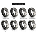 font options for inside engraving on black & silver potion bottle rings
