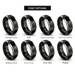 font options for inside engraving on black & silver pour over carafe rings