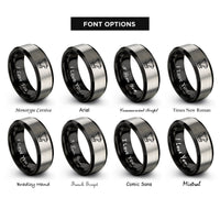 font options for inside engraving on black & silver pour over dripper rings