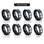 font options for inside engraving on black & blue & grey powder keg rings