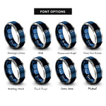 font options for inside engraving on blue & silver powder keg rings