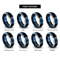 font options for inside engraving on blue & silver powder keg rings