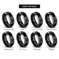 font options for inside engraving on black & silver powdered sugar dusting rings