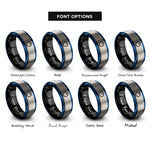 font options for inside engraving on black & blue & gray power button rings