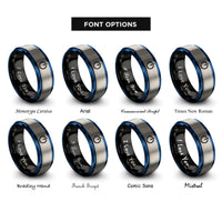 font options for inside engraving on black & blue & gray power button rings