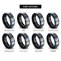 font options for inside engraving on black & blue & silver power button rings
